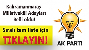 AK Parti Kahramanmaraş Milletvekili Adayları belli oldu