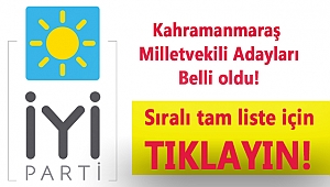 İYİ Parti Kahramanmaraş Milletvekili Adayları belli oldu