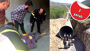 SULAMA KANALI İNŞAATINDA KAZA: 3 YARALI