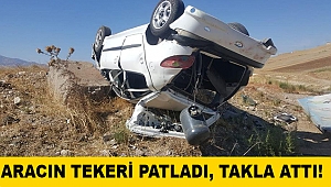Aracın Tekeri Patladı, Takla Attı!