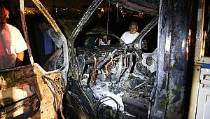 seyir halindeki araç yandı 