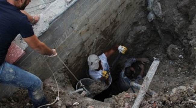 toprak altında kalan işçi kurtarıldı