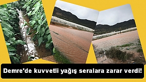 Demre'de kuvvetli yağış seralara zarar verdi