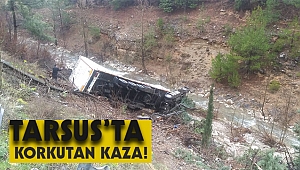 Tarsus’ta tır devrildi!