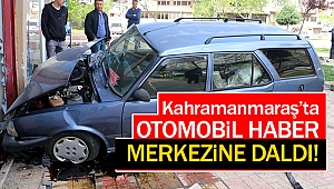 Kontrolden çıkan otomobil haber merkezine daldı!