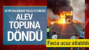 Mersin'de seyir halindeki yolcu otobüsü yandı