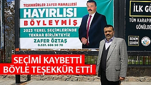 Seçimi kaybeden adaydan 'billboardlı' teşekkür