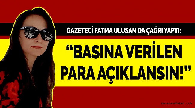 Gazeteci Fatma Ulusan da çağrı yaptı: Basına verilen para açıklansın!