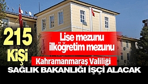 Açıklamayı Valilik Yaptı: Sağlık Bakanlığı Kahramanmaraş'ta 215 Kişi Alacak