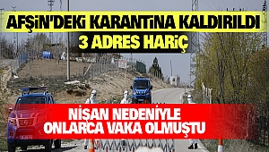 Afşin’deki Karantina Kaldırıldı: 3 Adres Hariç
