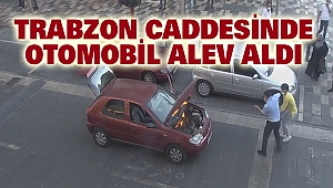 Trabzon Caddesinde Otomobil Alev Aldı