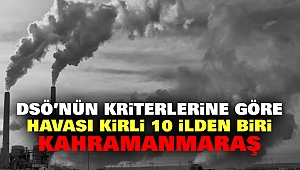DSÖ’nün Kriterlerine Göre Havası Kirli 10 İlden Biri Kahramanmaraş