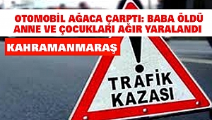 Otomobil ağaca çarptı: Baba öldü, anne ve çocukları ağır yaralandı