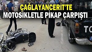 Çağlayancerit’te Motosikletle Pikap Çarpıştı