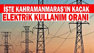 İşte Kahramanmaraş’ın Kaçak Elektrik Kullanım Oranı