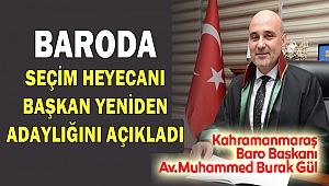 Kahramanmaraş Baro Başkanı Muhammed Burak Gül Yeniden Aday