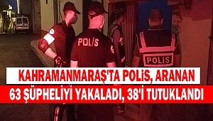 Kahramanmaraş'ta Polis, aranan 63 şüpheliyi yakaladı, 38'i tutuklandı