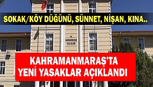Kahramanmaraş’ta Yeni Yasaklar Açıklandı