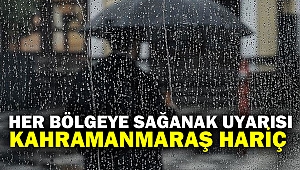 Her Bölgeye Sağanak Uyarısı: Kahramanmaraş Hariç