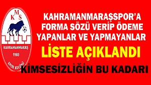 Kahramanmaraşspor’a Forma Sözü Verip Ödeme Yapanlar ve Yapmayanlar
