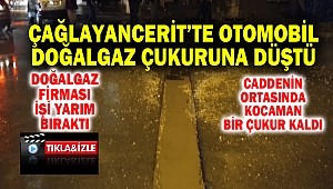 Çağlayancerit'te Otomobil Doğalgaz Çukuruna Düştü