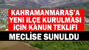 Kahramanmaraş'a Yeni İlçe Kurulması İçin Kanun Teklifi