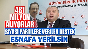  “Siyasi partilere verilen destek esnafa verilsin”