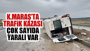 son dakika.. Refüje çarpan minibüs yan yattı