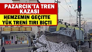 Hemzemin geçitte yük treni tırı biçti