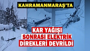 Kar yağışı sonrası elektrik direkleri devrildi