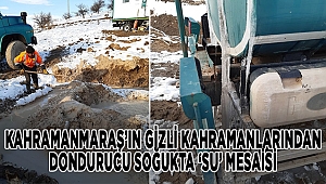 Kahramanmaraş DSİ personellerinden dondurucu havada su mesaisi 