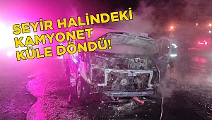 Seyir halinde alev alan kamyonet kül oldu