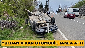 Kahramanmaraş’ta yoldan çıkan otomobil takla attı 