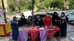 Saadet Partisi Kadın Kolları Karanfil Dağıttı