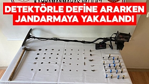 Detektörle define ararken jandarmaya yakalandı 