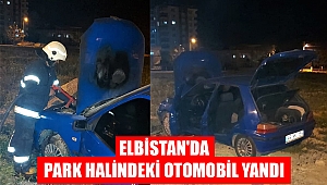 Elbistan'da park halindeki otomobil yandı 