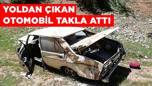 Kahramanmaraş’ta yoldan çıkan otomobil takla attı