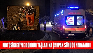 Motosikletiyle bordur taşlarına çarpan sürücü yaralandı 
