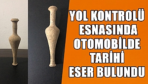 Yol kontrolünde otomobilde tarihi eser bulundu 