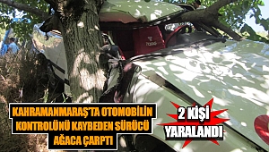 Kahramanmaraş’ta otomobilin kontrolünü kaybeden sürücü ağaca çarptı: 2 yaralı 
