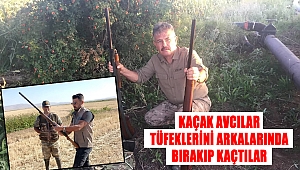 Kaçak avcılar tüfeklerini arkalarında bırakıp kaçtılar 