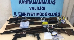 Kahramanmaraş’ta son bir hafta içerisinde 13 şüpheli şahıstan 14 silah ele geçirildi