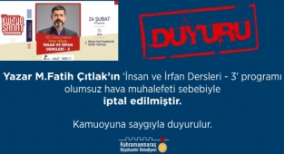 Yazar Çıtlak Konferansı İleri Bir Tarihe Ertelendi