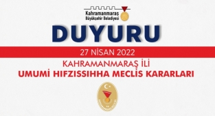 İl Umumi Hıfzıssıhha Meclis Kararı Yayınlandı