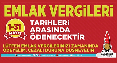 Emlak Vergisi ödemeleri 1-31 Mayıs tarihleri arasında