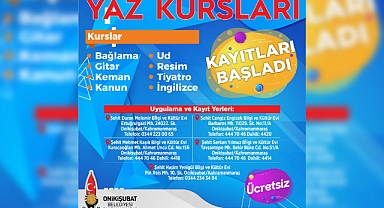 Onikişubat Belediyesi’nden 8 branşta yaz kursu
