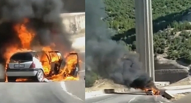 Kahramanmaraş’ta seyir halindeki otomobil alev topuna döndü