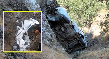 Uçurumdan yuvarlanan otomobil paramparça oldu sürücü öldü