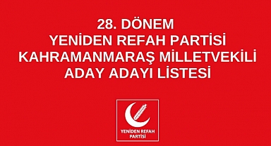 Yeniden Refah Partisi Kahramanmaraş Milletvekili Aday Adayı Listesi