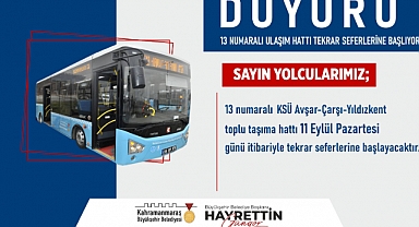 Yıldızkent- Avşar Kampüsü Toplu Taşıma Hattı Tekrar Seferlerine Başlıyor!